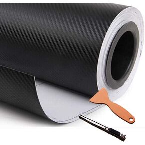 DIYAH 3D Black Carbon Fiber Film Twill Weave Vinyl Sheet Roll Wrap DIY Decals with Hand Tools (12" X 60" / 1 FT X 5 FT)