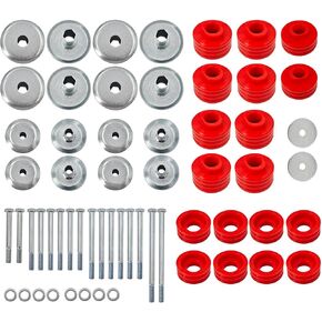 KF04058BK Red Body Cab Mount Bushings Kit Replacement for Ford F-250 F-350 Super Duty 2WD/4WD 1999-2007, with Steel Sleeves & Hardware