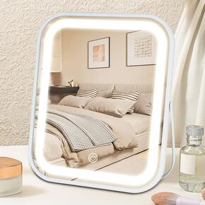 Lighted Makeup Mirror, Rechargeable Vanity Mirror with Lights 10''x8'' Makeup Mirror with Lights,Light up Mirror Touch Screen with 3-Color Lighting,for Women Gift,Travel Essentials