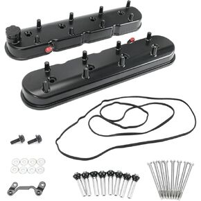 LS Cast Aluminum Valve Covers with Coil Mounts Valve Cover Kit Compatible with GM LS1 LS2 LS3 5.3 6.0