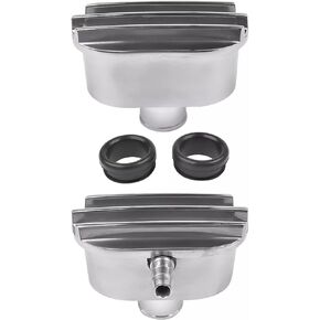 مجموعة من غطاء صمام الألومنيوم repreather PCV KIT FINNed Oval مصقول صمام غطاء PCV متوافق مع Chevy Ford مع فتحات صمام 1-1/4 بوصة