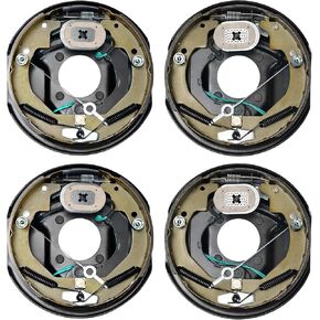 VEVOR Electric Trailer Brake Assembly, 10" x 2-1/4", 2 Pairs Self-Adjusting Electric Brakes Kit for 3500 lbs Axle, 4-Hole Mounting, Backing Plates for Brake System Part Replacement (2 Right + 2 Left)