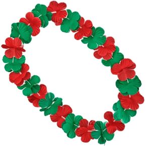 Non Light Up Hawaiian Flower Christmas Lei Necklace Red Green