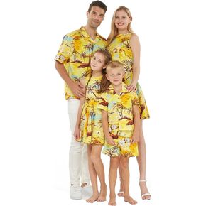 Matchable Family Hawaiian Luau Men Women Girl Boy Clothes in Sunset Yellow
