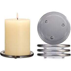 OwnMy 5PCS Glass Pillar Candle Holders Set - 3 Inch Glass Pillar Candle Plates, Round Candle Stand Base Clear Candle Plates and Trays for Wedding Dining Table Centerpieces, Amber