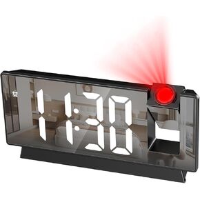 Projection Alarm Clock 7.8" Large Digital Alarm Clock with 180° Rotatable Projector, 4 Adjustable Brightness,Snooze, 12/24H, USB Charging, Temperature Display, for Bedroom Decor
