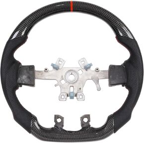 Real Carbon Fiber Replacement Steering Wheel for 2012-2017 Dodge RAM 1500 D-Shaped Flat Bottom Design, NAPPA Perforated Leather Sides & Ergonomic Grip