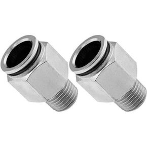 Vixen Air 1/4" NPT Male Push to Connect (PTC) Straight Pneumatic Fitting for 1/2" OD Hose - Bundle of two fittings VXA7152-2