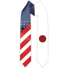 Japan Flag and USA Country Flag Graduation Stole Graduation Sash Scarf Graduation Gift for International Student Abroad Adult Unisex