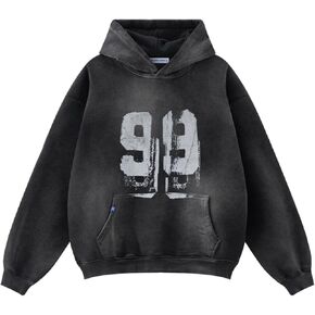 Aelfric Eden Mens Hoodies Graffiti Number 99 Print Hoodie Unisex Y2k Streetwear Oversized Hooded Pullover Pocket Sweatshirt in Saudi Arabia