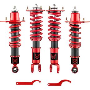Coilovers Evil Energy Coilovers متوافقة مع Mazda RX-8 2004-2011 ، مجموعة خفض قابلة للتعديل ، مجموعة تعليق coilover twin-tube لركوب مريح ، الأحمر