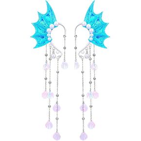 Fairy Elf Ear Cuffs,Pearl Tassel Elven Wrap Clip-On Earrings, Non Piercing Earrings For Women,Halloween Christmas Cosplay Accessories