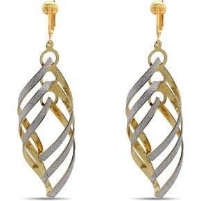 Aloha Earrings Gold Tone Clip On Dangling Earrings