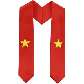 Vietnam Flag International Graduate Satin Stole Scarf with National Flag Design 72" Graduation Sash