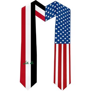 2025 Iraq Flag and USA Flag Graduation Stole Graduation Sash for International Student (Baccalaureate Gown and Hat Not Included)