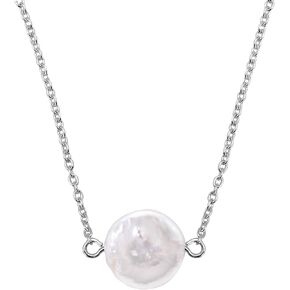 AeraVida Captivating Iridescent Coin Cultured Freshwater Pearl on .925 Sterling Silver Necklace