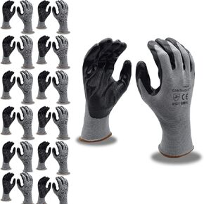 Cordova 6894S Cor-Touch II 13-Gauge Gloves, Gray Polyester Shell, Black Flat Nitrile Palm Coating, Small, 12-Pack Bulk Work Gloves