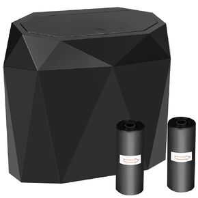 Car Trash Can Bin with Lid, Small Car Garbage Can with 60pcs Trash Bags Leakproof Mini Car Accessories Trash Bin Car Dustbin Organizer Container for Car Office, Black, 5.7 inch