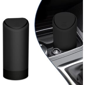 1 PC Car Central Control Cup-Shaped Trash Can with Lid, 2.55" x 6.29" Integrated Design 3R Silicone Noiseless Waterproof One-Handed Opening and Closing Silent Storage Bin, for Cars (Black)