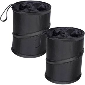 EMVANV 2 Pcs Car Trash Can,Mini Collapsible Pop-up Car Garbage Can Hanging Car Trash Bag Multipurpose Trash Bin for Car Truck and Minivan(Size:Black)