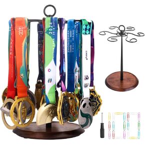 Medal Hanger Display Race حامل ميدالية 360 درجة ميدالية DEDAL STAND STAND RACK مثالية لمسار كرة القدم في ماراثون الرياضة والميدان في كرة السلة السباحة 36+ ميدالية