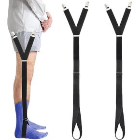 Ouligay 1 Pair Shirt Stays for Men Mens Shirt Stays with Non-Slip Clamps Adjustable Shirt Stay with Foot Loops Garters for Men Elastic Suspenders Holders Tucker Garters for Women