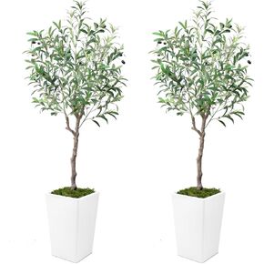 LOVMOR 6FT Artificial Olive Tree, Fake Olive Tree with Lifelike Olive Leaves, Faux Olive Tree Indoor Outdoor for Home Living Room Bedroom Balcony Corner Office Garden Decor