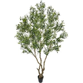 شجرة زيتون الأشجار الاصطناعية 8ft (3198leaves) نبات الزيتون المزيف طويل القامة في وعاء مزيف شجرة فو نباتات داخلية داخلية