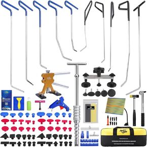 Super PDR Paintless Dent Repair Kit, PDR Rods Kit with Professional Slide Hammer Capable of Repairing 99% of Car Dents, Suitable for Repairing Hail Damage, Body Dents、Creases、Dings Repair
