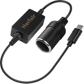 USB C Male to 12V Car Carett Socket Dockette Contracter Cable Cable for under 8 WAN CANGAR RADAR ، DASH CAM ، GPS ، CAR LED LIGH