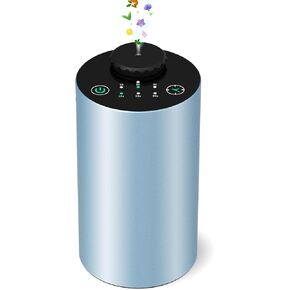 Waterless Essential Oil Diffuser Battery Operated Cordless Aromatherapy Diffuser with Timing & 3 Mist Levels car Diffuser，Black Aluminum Alloy (E10-2A)