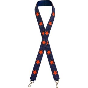 Lashicorn Navy Blue with Orange Stars Beaded Purse Strap 49" Football Game Day Clear Bag Auburn Sports Fans Florida Broncos