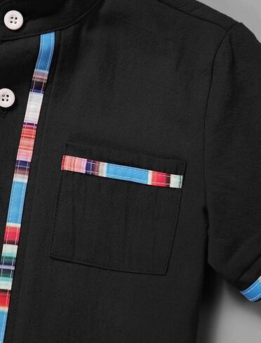 Ibtom Castle Toddlers Kids Boys Mexican Mexican Guayabera Short Sleeve Button Down Down Topproidery Top Cinco de Mayo Outfit in Saudi Arabia