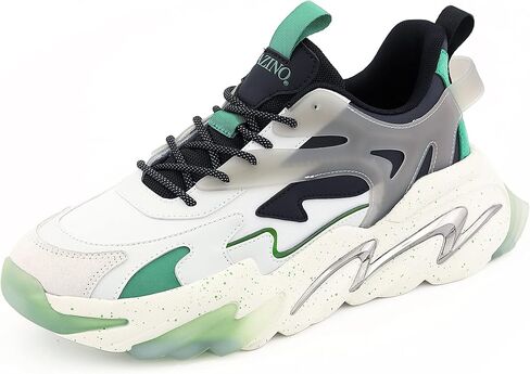 Mazino Lotus Fashion Chunky Sneakers for Men - Men's Athleisure Casual Shoes, Color Black/Red/Green, Size 7.5 in Saudi Arabia