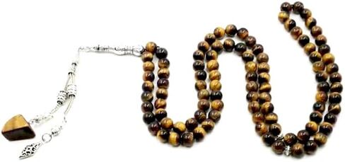 Tasbih Muslim Men's Bracelets Muslim Prayer Beads 99 Natural Tiger Eyes Stone (8mm, 99 Beads) in Kuwait