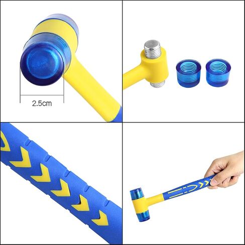 LadyRosian Car Paintless Dent Repair Tools Rubber Hammer Double-Faced Rubber Mallet Alloy Knockdown Tap Down Hammer with 9 Heads Kit for Dent Remover in Saudi Arabia