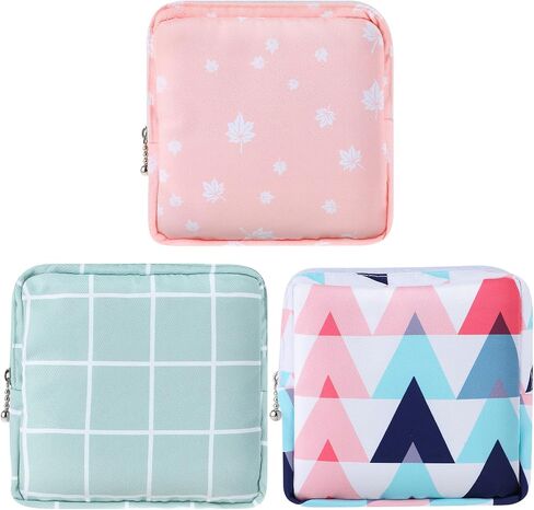 3PCS Sanitary Napkin Storage Bag, Menstrual Pad Zipper Bag Period Pouch Portable Period Bag Tampon Holder Tampon Bags for Women Girl Daily Use Outdoor Travel (Style 1) in Saudi Arabia