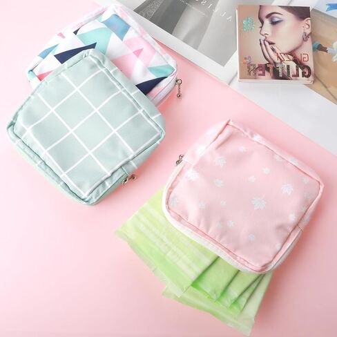 3PCS Sanitary Napkin Storage Bag, Menstrual Pad Zipper Bag Period Pouch Portable Period Bag Tampon Holder Tampon Bags for Women Girl Daily Use Outdoor Travel (Style 1) in Saudi Arabia