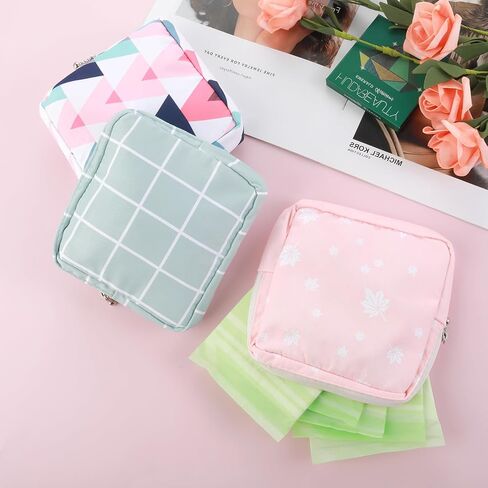 3PCS Sanitary Napkin Storage Bag, Menstrual Pad Zipper Bag Period Pouch Portable Period Bag Tampon Holder Tampon Bags for Women Girl Daily Use Outdoor Travel (Style 1) in Saudi Arabia