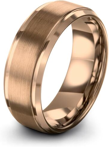 Charming Jewelers Tungsten Wedding Band Ring 8mm Men Women Comfort Fit Grey Step Bevel Edge Brushed Polished Size 9 in Kuwait