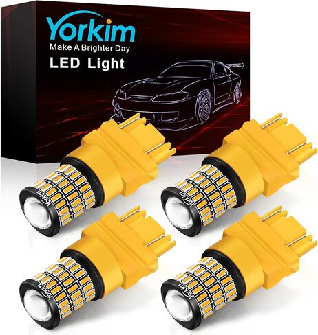 يوركيم مصباح LED 3157 احمر فائق السطوع 3156 LED لمصابيح الفرامل الخلفية للسيارة مع جهاز عرض - 3056 3156 3057K 4157K 3047K 3157LL 3457 3057 4057 4157 T25، عبوة من 4 قطع in Kuwait