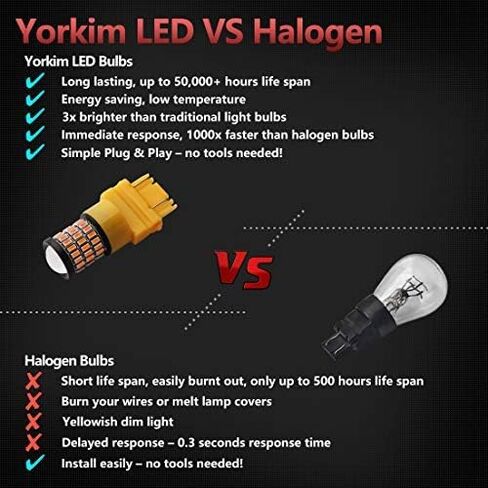 يوركيم مصباح LED 3157 احمر فائق السطوع 3156 LED لمصابيح الفرامل الخلفية للسيارة مع جهاز عرض - 3056 3156 3057K 4157K 3047K 3157LL 3457 3057 4057 4157 T25، عبوة من 4 قطع in Kuwait