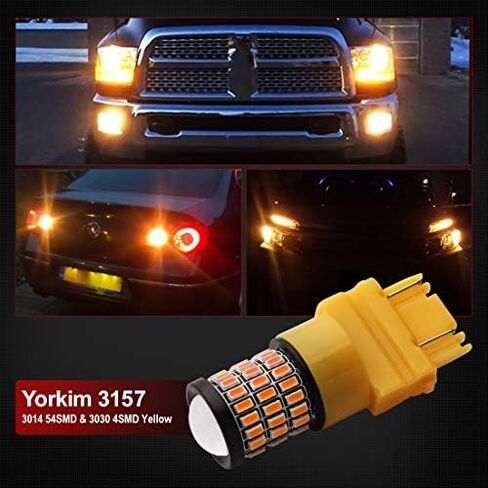 يوركيم مصباح LED 3157 احمر فائق السطوع 3156 LED لمصابيح الفرامل الخلفية للسيارة مع جهاز عرض - 3056 3156 3057K 4157K 3047K 3157LL 3457 3057 4057 4157 T25، عبوة من 4 قطع in Kuwait