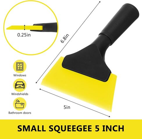 Baderke 2 Pack Small Squeegee 5 Inch, Rubber Blade Window Tint Squeegee, Mini Wiper, with No-Slip Handle, for Car Window Windshield, Mirror, Glass Door, Tile, Shower(Yellow) in Saudi Arabia