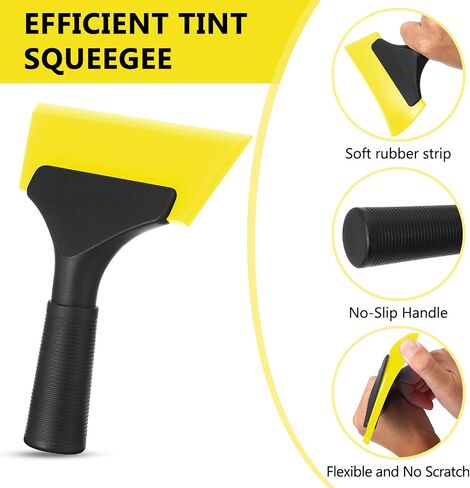 Baderke 2 Pack Small Squeegee 5 Inch, Rubber Blade Window Tint Squeegee, Mini Wiper, with No-Slip Handle, for Car Window Windshield, Mirror, Glass Door, Tile, Shower(Yellow) in Saudi Arabia