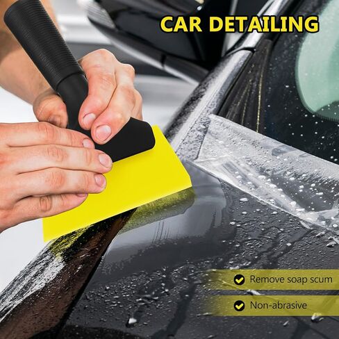 Baderke 2 Pack Small Squeegee 5 Inch, Rubber Blade Window Tint Squeegee, Mini Wiper, with No-Slip Handle, for Car Window Windshield, Mirror, Glass Door, Tile, Shower(Yellow) in Saudi Arabia