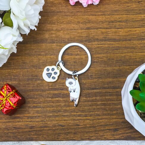 Cat Keychain, Cats Keychain with Paw Pendant for Women, Cute Kitty Gift for Friends Girlfriend Bestie Cat Lovers in Saudi Arabia