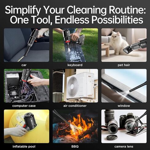 Handheld Cordless Car Vacuum Cleaner, 4 in 1 Powerful 21000PA Handheld Vacuum Cleaner and Air Duster, 18v/120w Portable Mini Hand Held Rechargeable Vacuum for Home, Car, Office, Pet Hair in Saudi Arabia