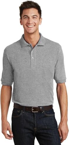 Port Authority Heavyweight Cotton Pique Polo with Pocket 2XL Black in Saudi Arabia