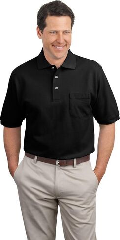 Port Authority Heavyweight Cotton Pique Polo with Pocket 2XL Black in Kuwait